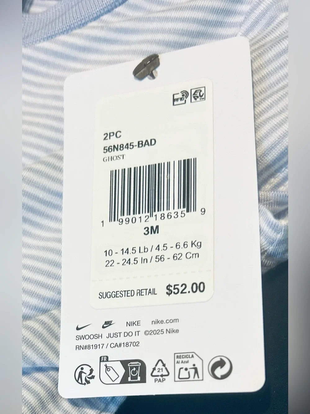 Nike Baby Romper 2 Pc Set Size 3 Mos NEW